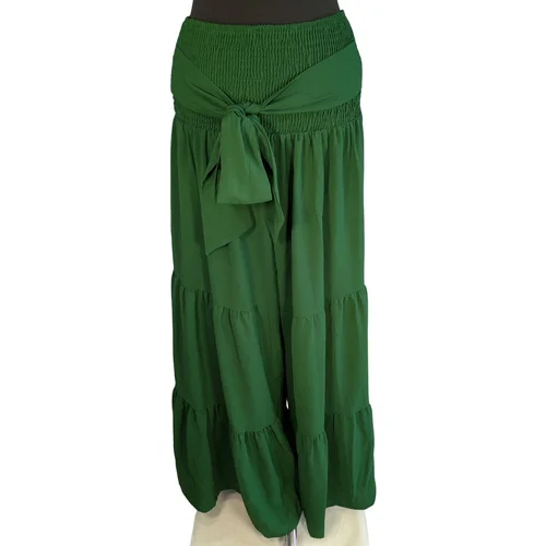 Zielone Szerokie Spodnie SHEIN Boho Falbany L (40/42) - zdjęcie 7