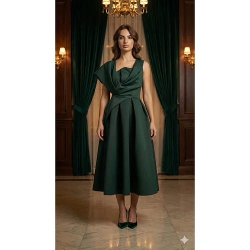 ASOS Design – Zielona Suknia Midi Scuba Asymetryczna R. 36 (Małe S) - zdjęcie 5