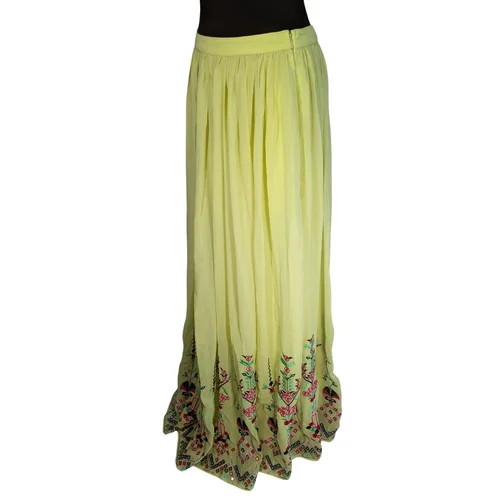 Żółta Spódnica Maxi NES Haft Cekiny 40 - zdjęcie 7