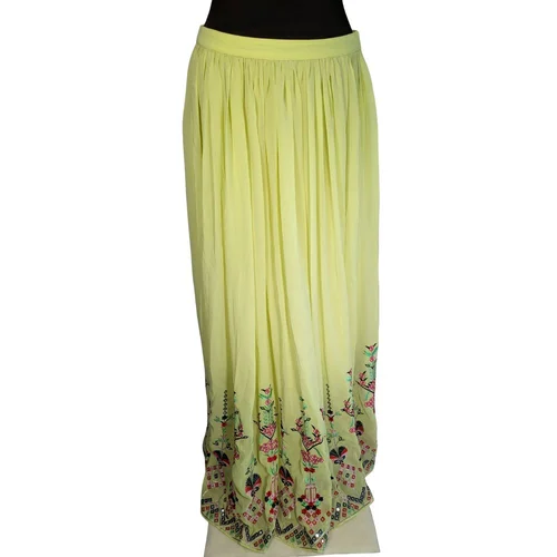 Żółta Spódnica Maxi NES Haft Cekiny 40 - zdjęcie 8