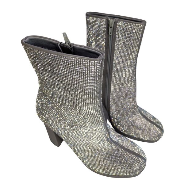 ASOS Design – Botki Srebrne Cyrkonie Platforma R. 40,5