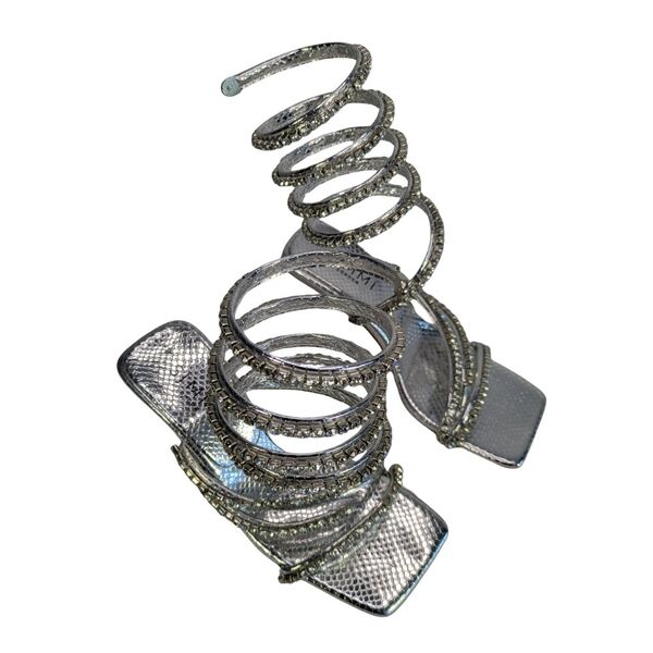 SIMMI London – Srebrne Sandały Spiralne z Cyrkoniami Snake Spiral R. 36