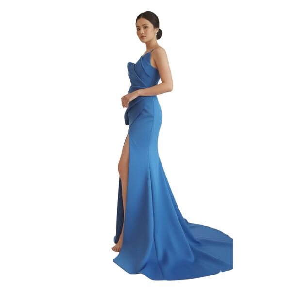 ASOS Design Tall – Chabrowa Suknia Syrena Scuba z Trenem - Rozmiar 36.