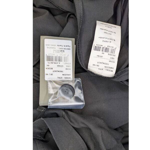 Klasyczny Czarny Długi Płaszcz Trencz Model 6701 Rozmiar 44 (XL) - zdjęcie 7