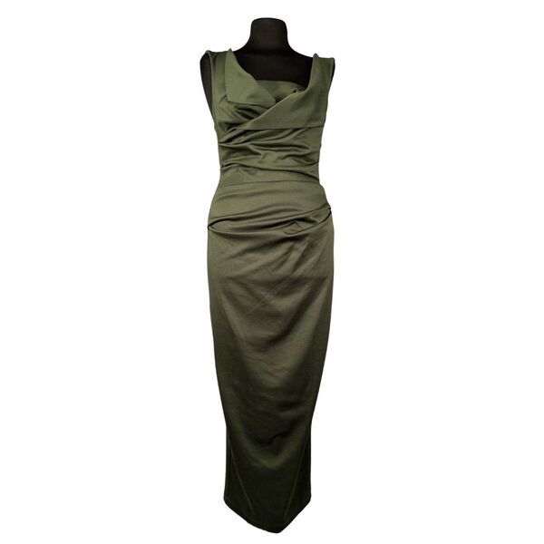 ASOS Design – Oliwkowa Sukienka Maxi z Drapowanym Dekoltem 38