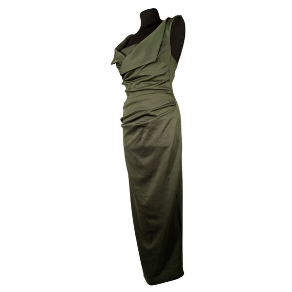 Oliwkowa Sukienka Maxi Asos Design Drapowana Rozmiar 38 - zdjęcie 4