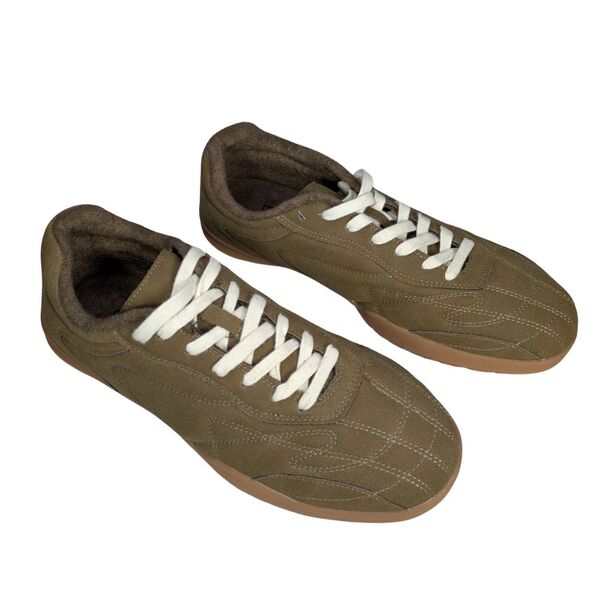 ASOS Design Oliwkowe Sneakersy Retro Suede Gum Sole 45