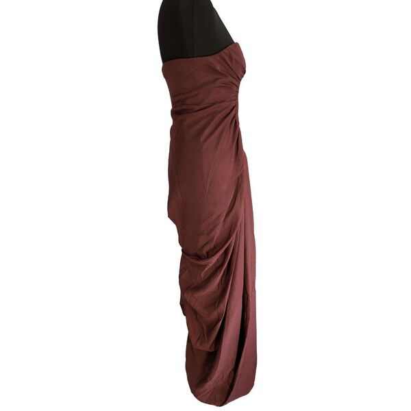 ASOS DESIGN Sukienka Bandeau Drapowana Bordowa Rozmiar 34 - zdjęcie 3