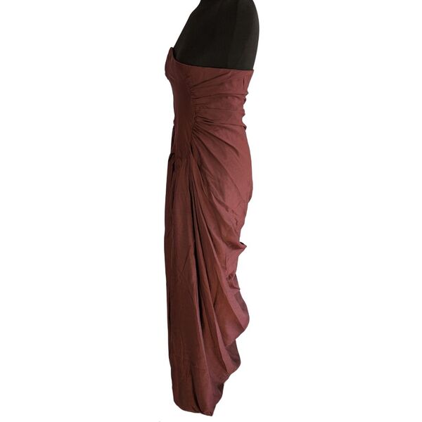 ASOS DESIGN Sukienka Bandeau Drapowana Bordowa Rozmiar 34 - zdjęcie 4