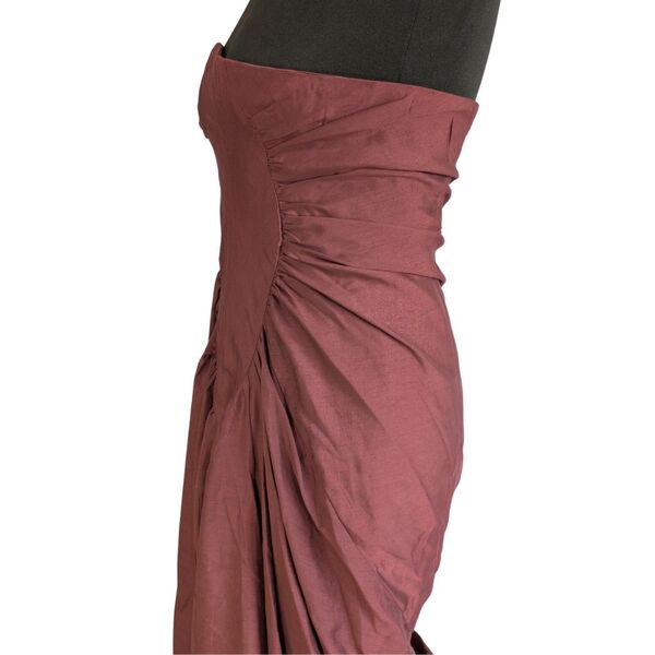 ASOS DESIGN Sukienka Bandeau Drapowana Bordowa Rozmiar 34 - zdjęcie 11