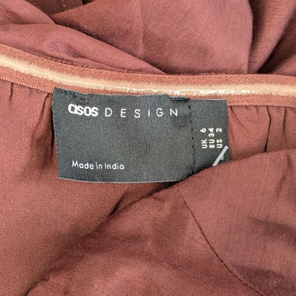 ASOS DESIGN Sukienka Bandeau Drapowana Bordowa Rozmiar 34 - zdjęcie 15