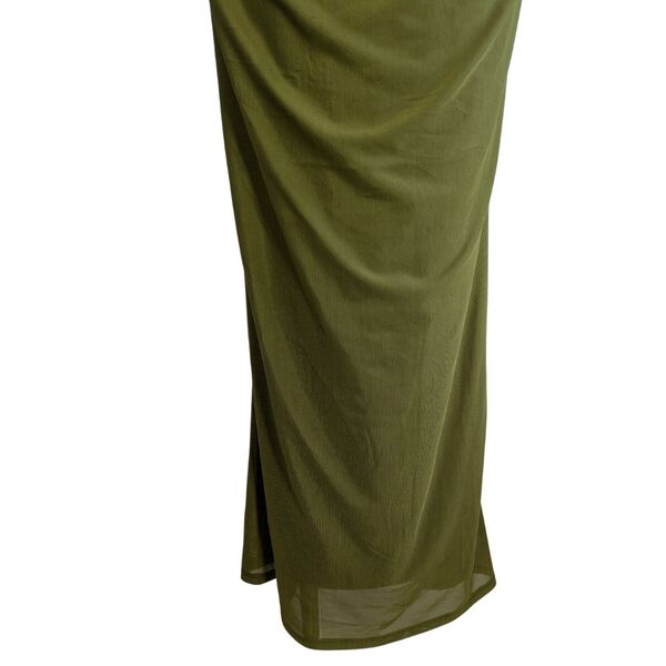 ASOS DESIGN Sukienka Wieczorowa Maxi Złote Haftowane Kwiaty Oliwa Khaki Rozmiar XS 34 - zdjęcie 9