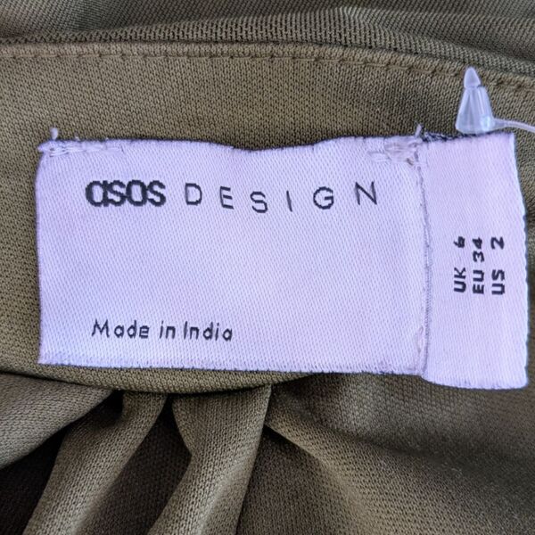 ASOS DESIGN Sukienka Wieczorowa Maxi Złote Haftowane Kwiaty Oliwa Khaki Rozmiar XS 34 - zdjęcie 14