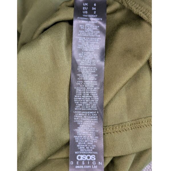 ASOS DESIGN Sukienka Wieczorowa Maxi Złote Haftowane Kwiaty Oliwa Khaki Rozmiar XS 34 - zdjęcie 16