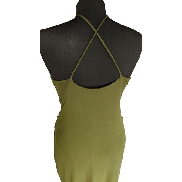 ASOS DESIGN Sukienka Wieczorowa Maxi Złote Haftowane Kwiaty Oliwa Khaki Rozmiar XS 34 - zdjęcie 8