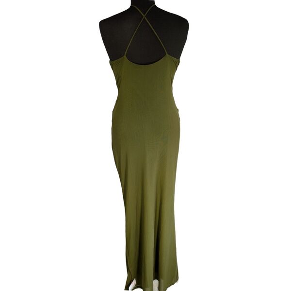 ASOS DESIGN Sukienka Wieczorowa Maxi Złote Haftowane Kwiaty Oliwa Khaki Rozmiar XS 34 - zdjęcie 7