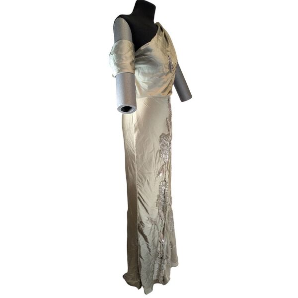 Sukienka maxi ASOS DESIGN w odcieniu szampana styl Art Deco Rozmiar 40 - zdjęcie 2