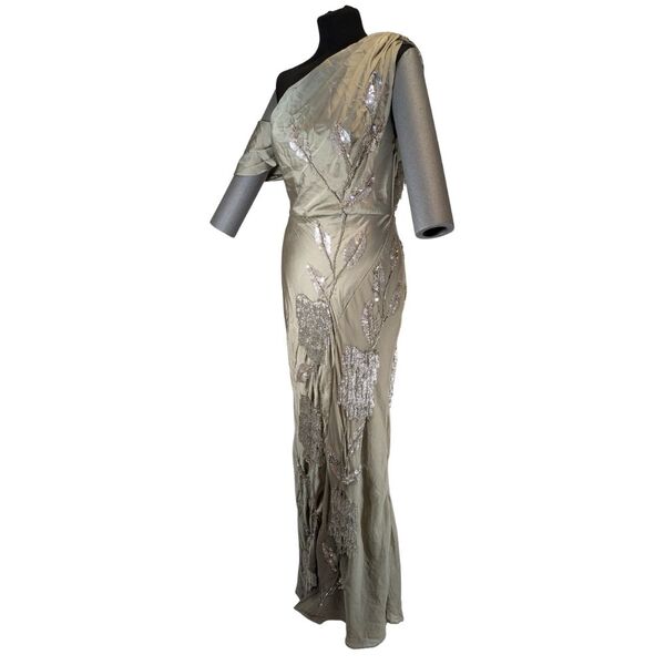 Sukienka maxi ASOS DESIGN w odcieniu szampana styl Art Deco Rozmiar 40 - zdjęcie 3