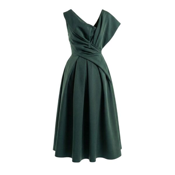 Ciemnozielona Sukienka Rozkloszowana ASOS Design Elegancka Midi Rozmiar 36 - zdjęcie 3