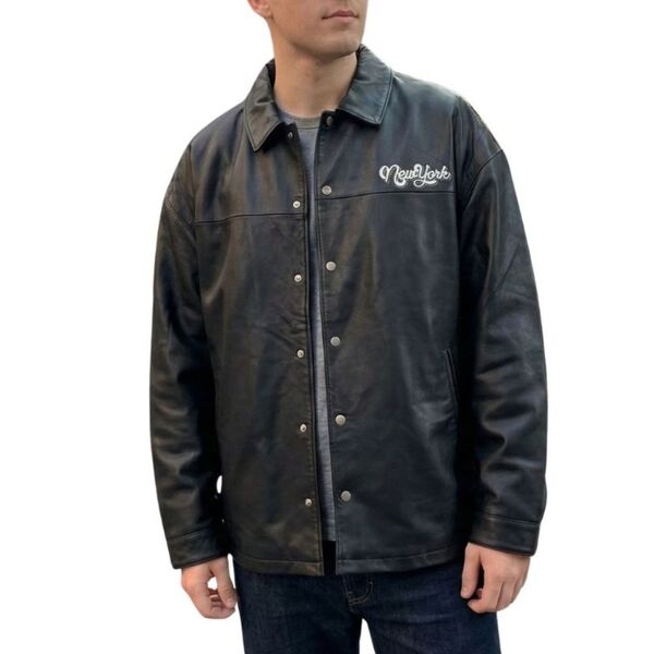 Męska Kurtka Ze Skóry Naturalnej ASOS DESIGN New York Czarna 2XL