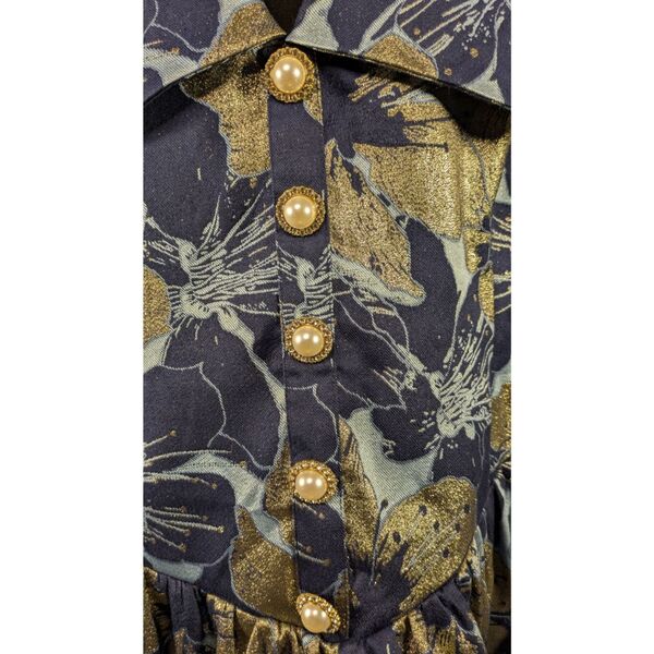 ASOS LUXE Żakardowa Sukienka Mini Bombka Granatowa 48 - zdjęcie 6