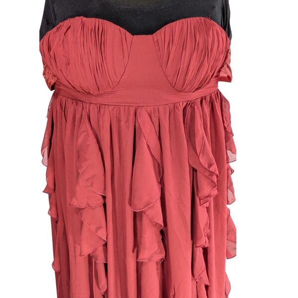 ASOS Luxe Sukienka Wieczorowa z Falbanami Maksy Bordeaux Rozmiar 46 - zdjęcie 8
