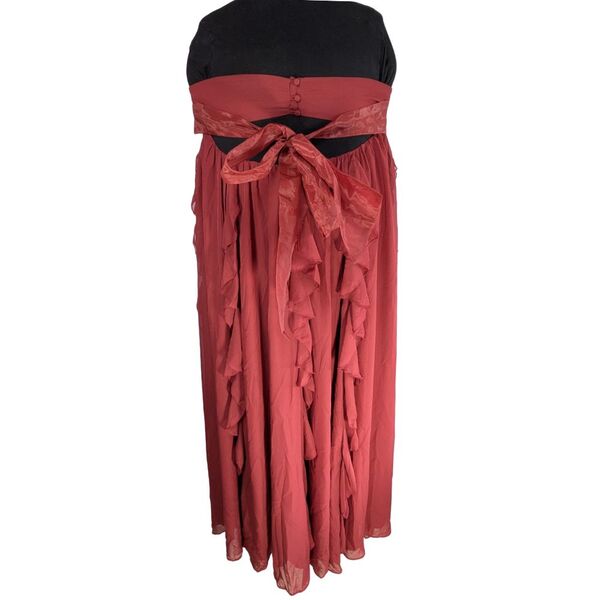 ASOS Luxe Sukienka Wieczorowa z Falbanami Maksy Bordeaux Rozmiar 46 - zdjęcie 5