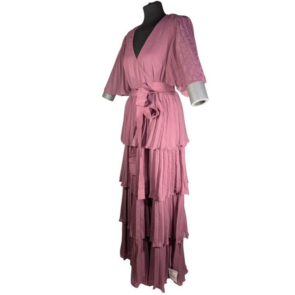 Brudny Róż Sukienka Maxi ASOS Design Plisowana Warstwowa Rozmiar 44 - zdjęcie 2