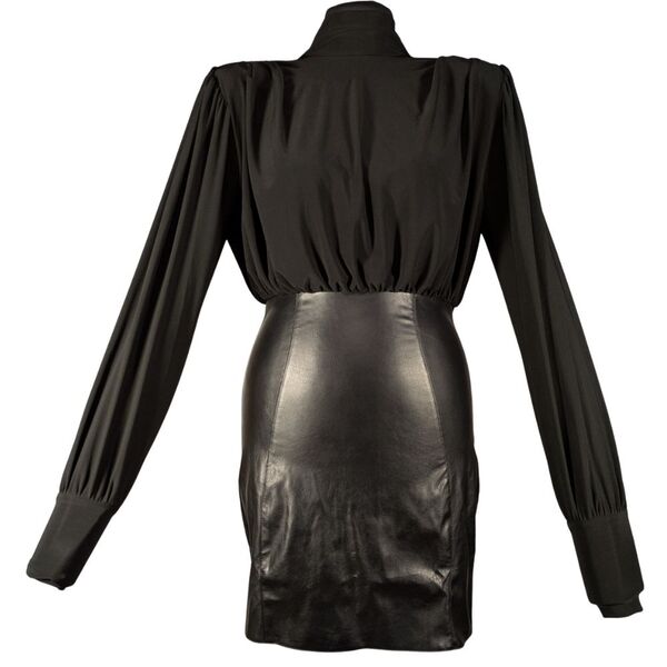 Sukienka Mini Ekoskóra i Drapowanie ASOS Czarna 36