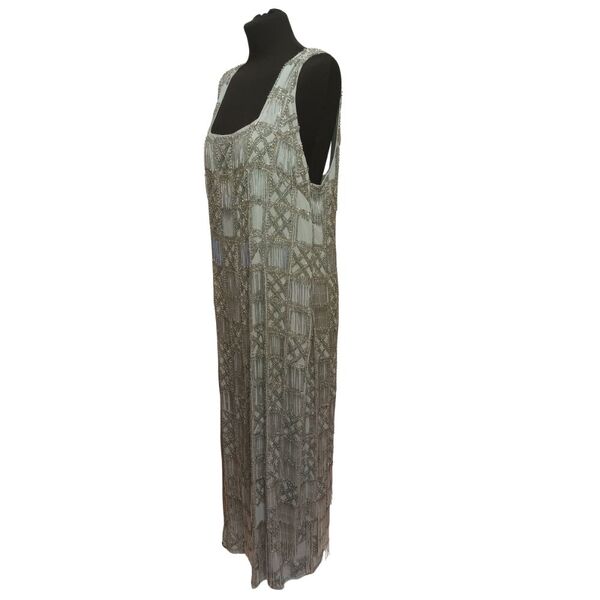 Arrange Szałwiowa Suknia Maxi Art Deco z Koralikami 46 - zdjęcie 5