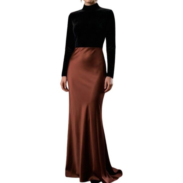 Bordowa suknia wieczorowa maxi ASOS DESIGN welur i satyna Rozmiar 46