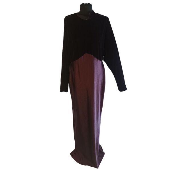 ASOS DESIGN Ciemny Czekoladowy Brąz Suknia Maxi z Aksamitem 46 - zdjęcie 8