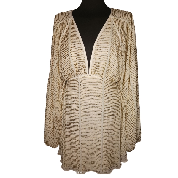 Wieczorowa Suknia Mini Koraliki ASOS Kremowo-Złota 36