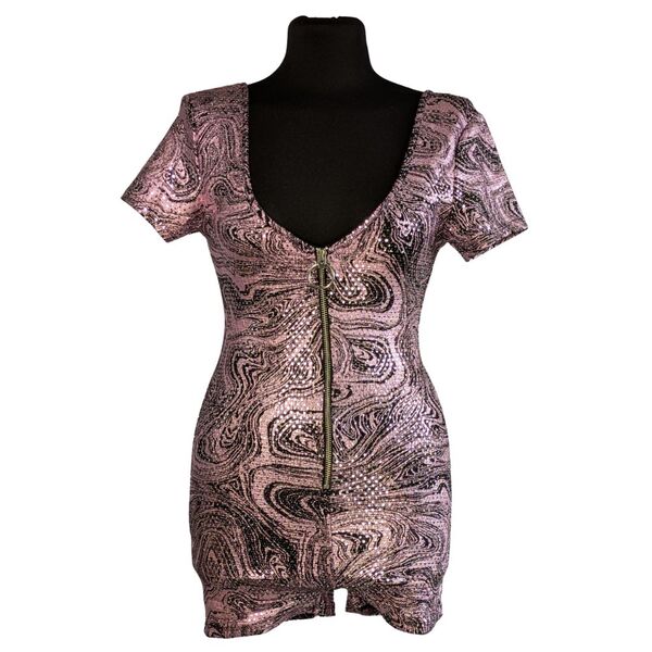 AsYou Błyszczący Romper z Wycięciem na Plecach Różowy 34 XS