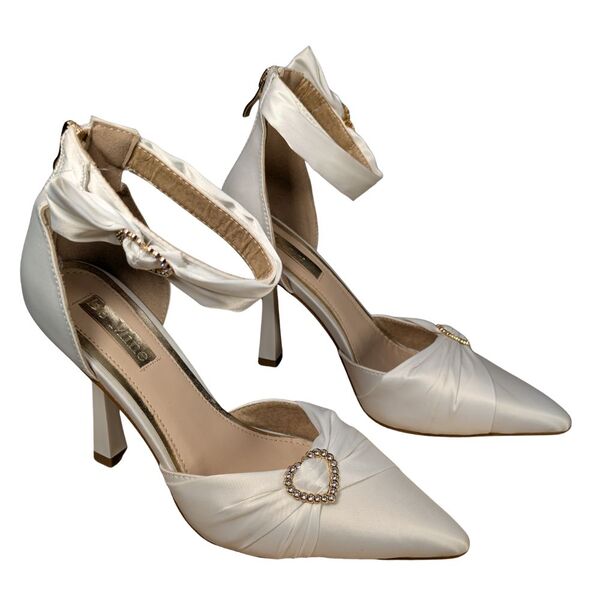 Be Mine Alanna – Ślubne Sandały na Szpilce Ivory Biżuteryjne Serce 38
