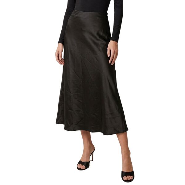Czarna Satynowa Spódnica Midi Madmext M (38)