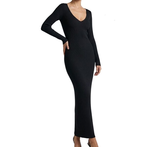 Czarna Sukienka Dzianinowa Midi PrettyLittleThing S