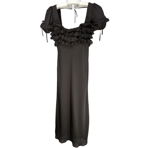 Czarna sukienka maxi ASOS DESIGN z falbankami Rozmiar 34 - zdjęcie 2