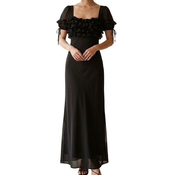 Czarna sukienka maxi ASOS DESIGN z falbankami Rozmiar 34