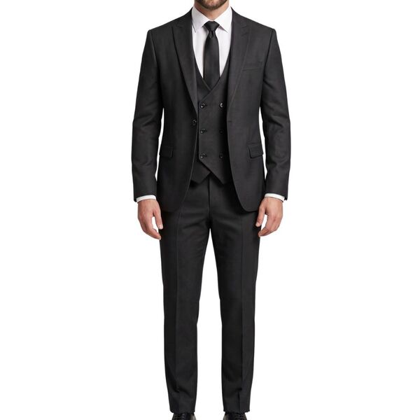 Czarny Garnitur 3-Częściowy ADRIAN GUCCI Slim Fit 56