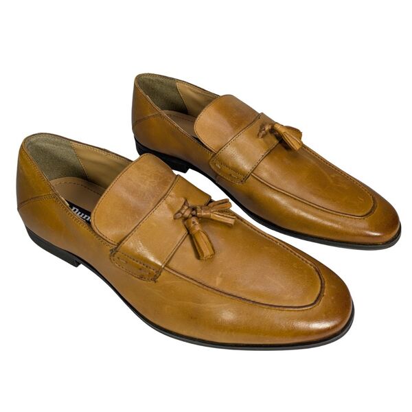 Dune London – Męskie Skórzane Loafersy z Frędzlami (Tan) – 45