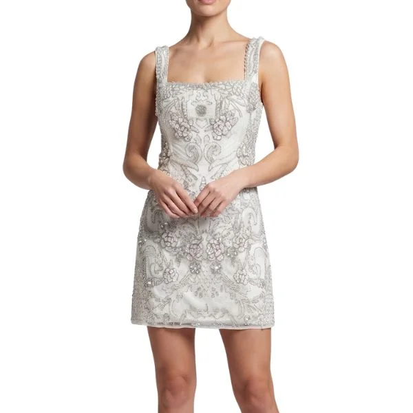 ASOS Kremowa Sukienka Mini z Cekinami i Perełkami 34 XS (z metki 36)