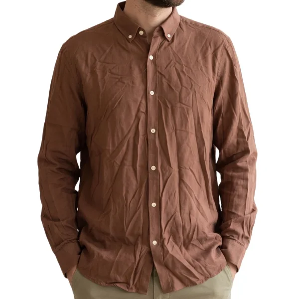 LC Waikiki Brązowa Koszula Męska Button-Down Slim Fit L