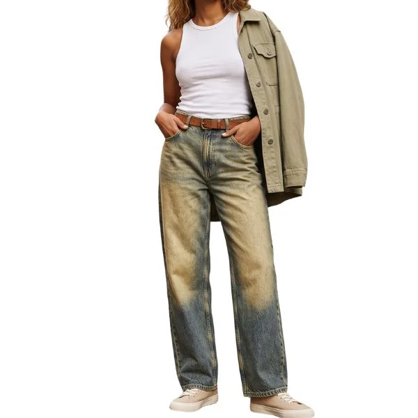 Pull&Bear Niebieskie Jeansy Baggy Wide Leg Dirty Wash 44 XXL (z metki 42)