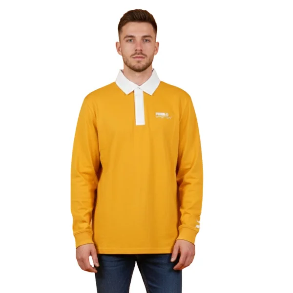 Puma Pomarańczowa Męska Koszulka Polo Długi Rękaw Classics Rugby S (z metki XS)