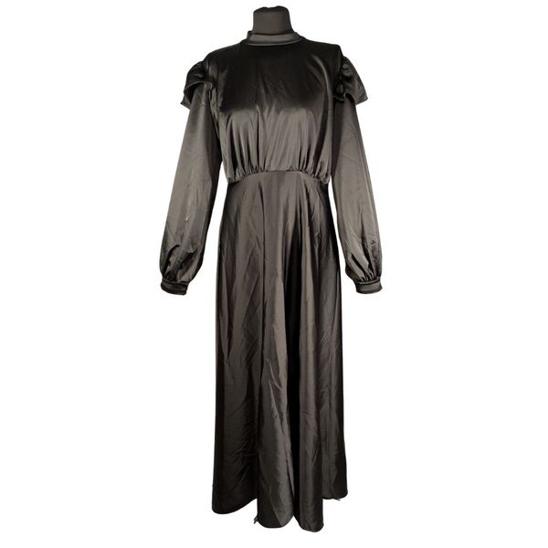 FSM Fashion – Czarna Satynowa Sukienka Maxi 44