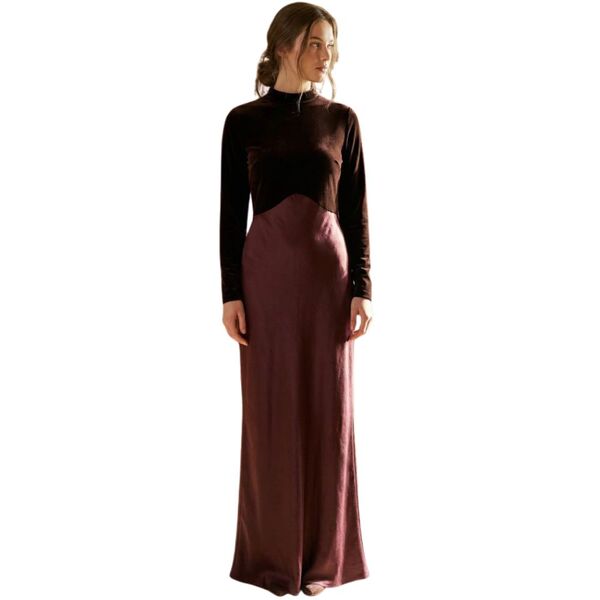 ASOS Design – Bordowa Suknia Maxi Welur & Satyna R. 46 (XXL)