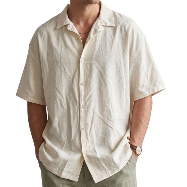 Jasnobeżowa Koszula Męska BOOHOOMAN Oversize Plisowana 3XL
