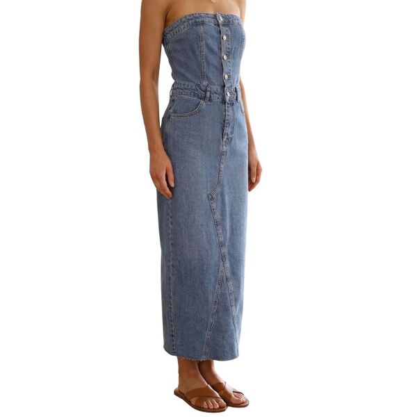 Jeansowa Sukienka Bandeau Boohoo 36 (UK 8) Mid Blue