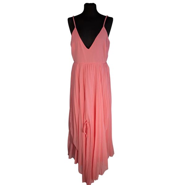 Koralowa Sukienka Maxi ASOS DESIGN Plisowana Rozmiar 42 - zdjęcie 4